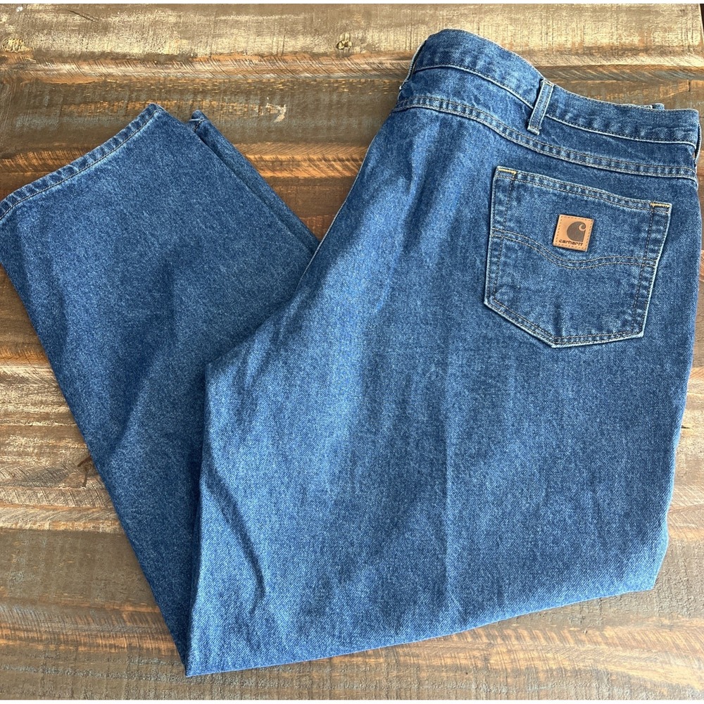 Carhartt Men's Blue Jeans 50x30 Relaxed Fit Straight Leg 100% Cotton B17 DST